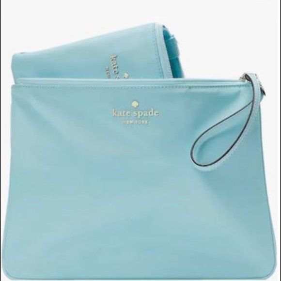 Kate Spade Mel Nylon PACKABLE Tote Aqua Pool Blue - Picture 4 of 12